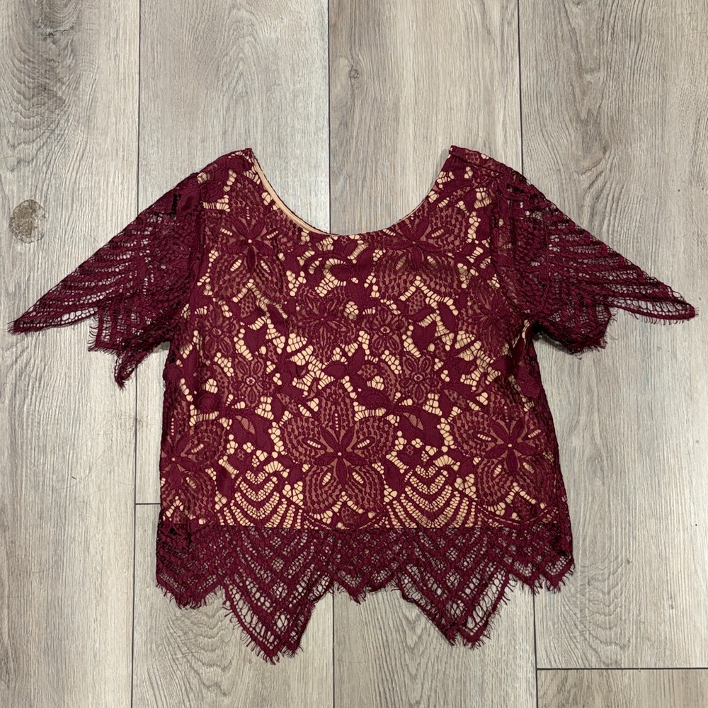Express Burgundy Lace Blouse